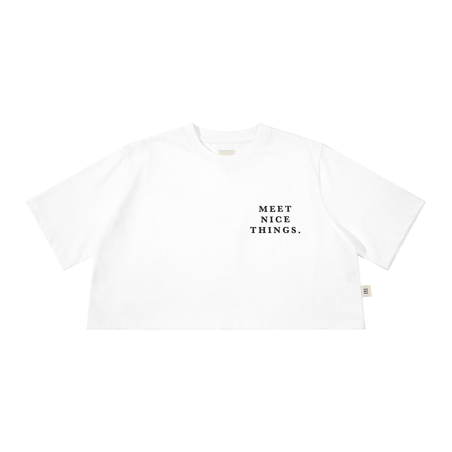 MEET NICE THINGS CROP TEE - WHITE