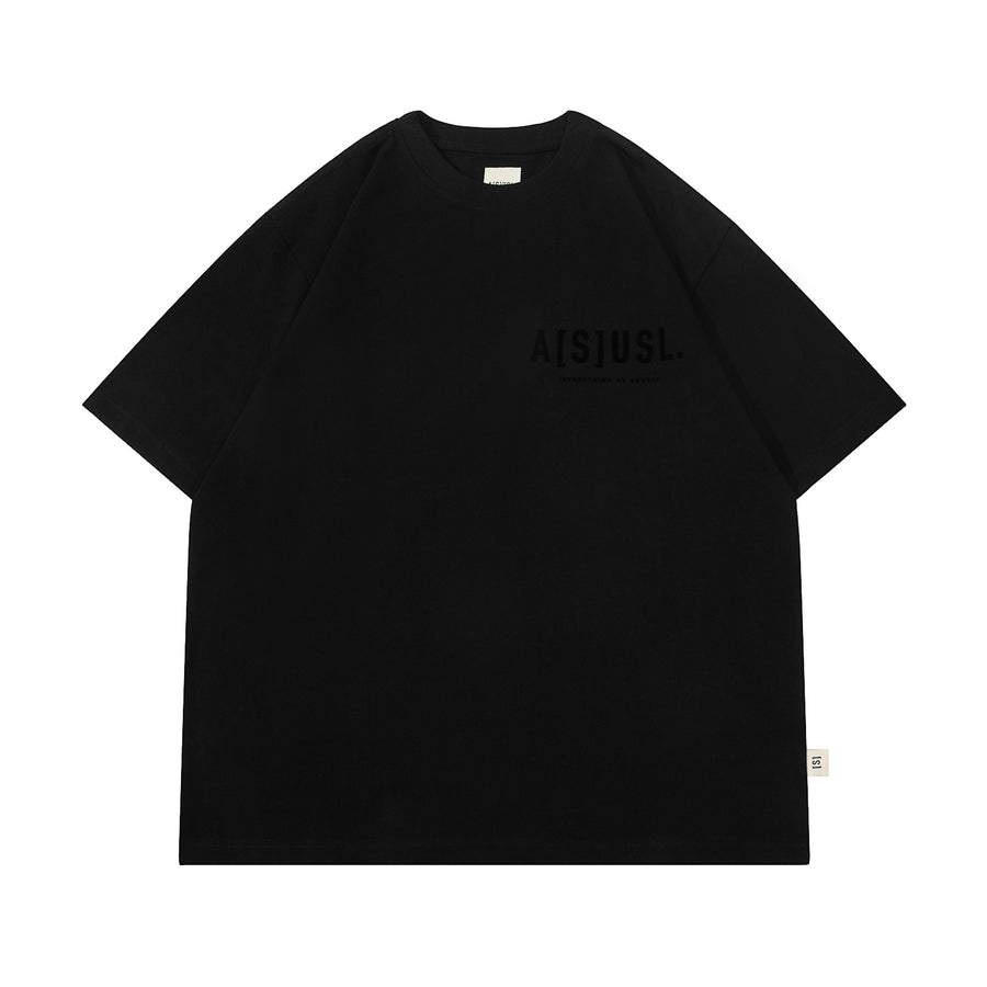 TONAL FLOCKING LOGO TEE - BLACK