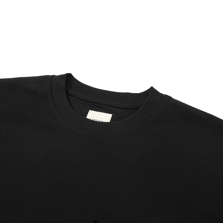 TONAL FLOCKING LOGO TEE - BLACK