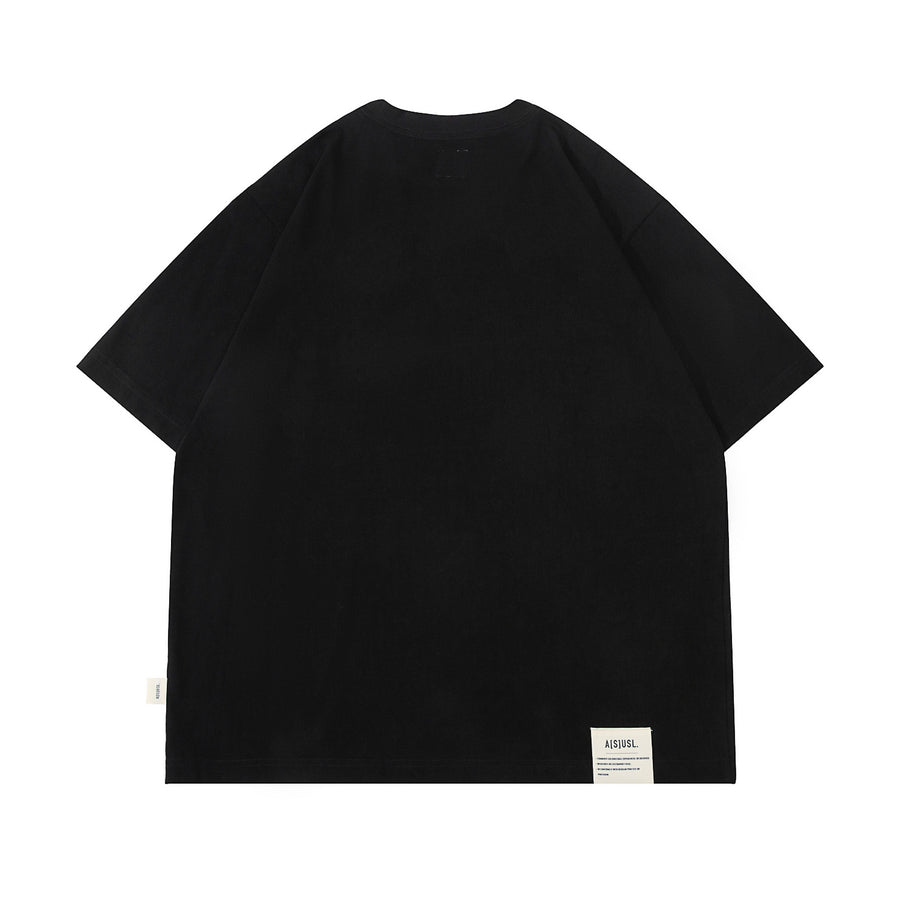 TONAL FLOCKING LOGO TEE - BLACK