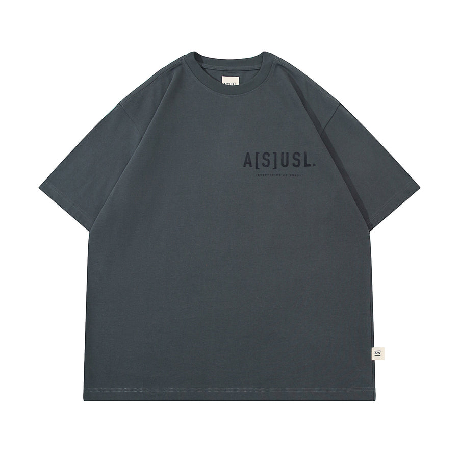 TONAL FLOCKING LOGO TEE - CHARCOAL