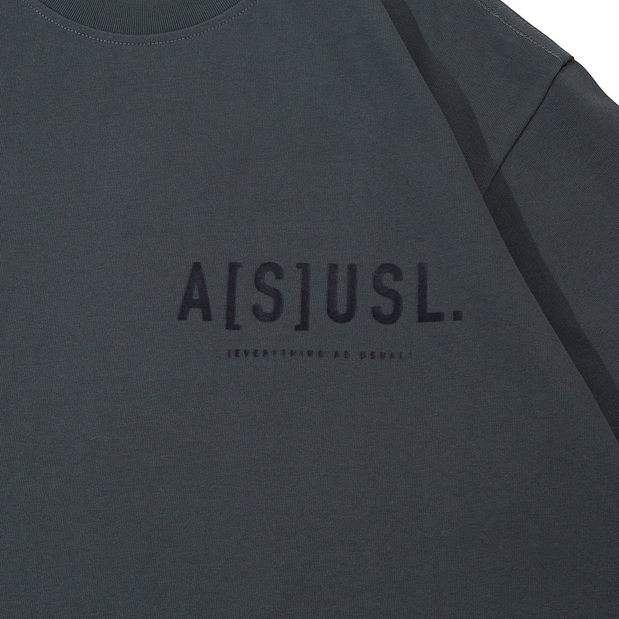 TONAL FLOCKING LOGO TEE - CHARCOAL