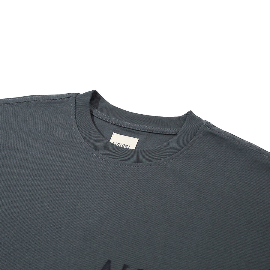 TONAL FLOCKING LOGO TEE - CHARCOAL