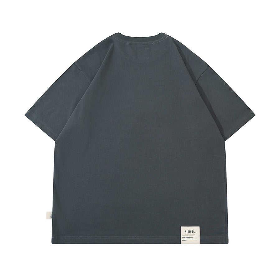 TONAL FLOCKING LOGO TEE - CHARCOAL