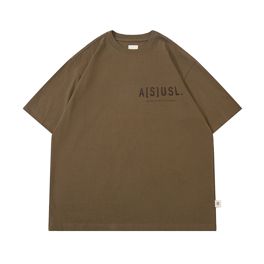 TONAL FLOCKING LOGO TEE - MOKA