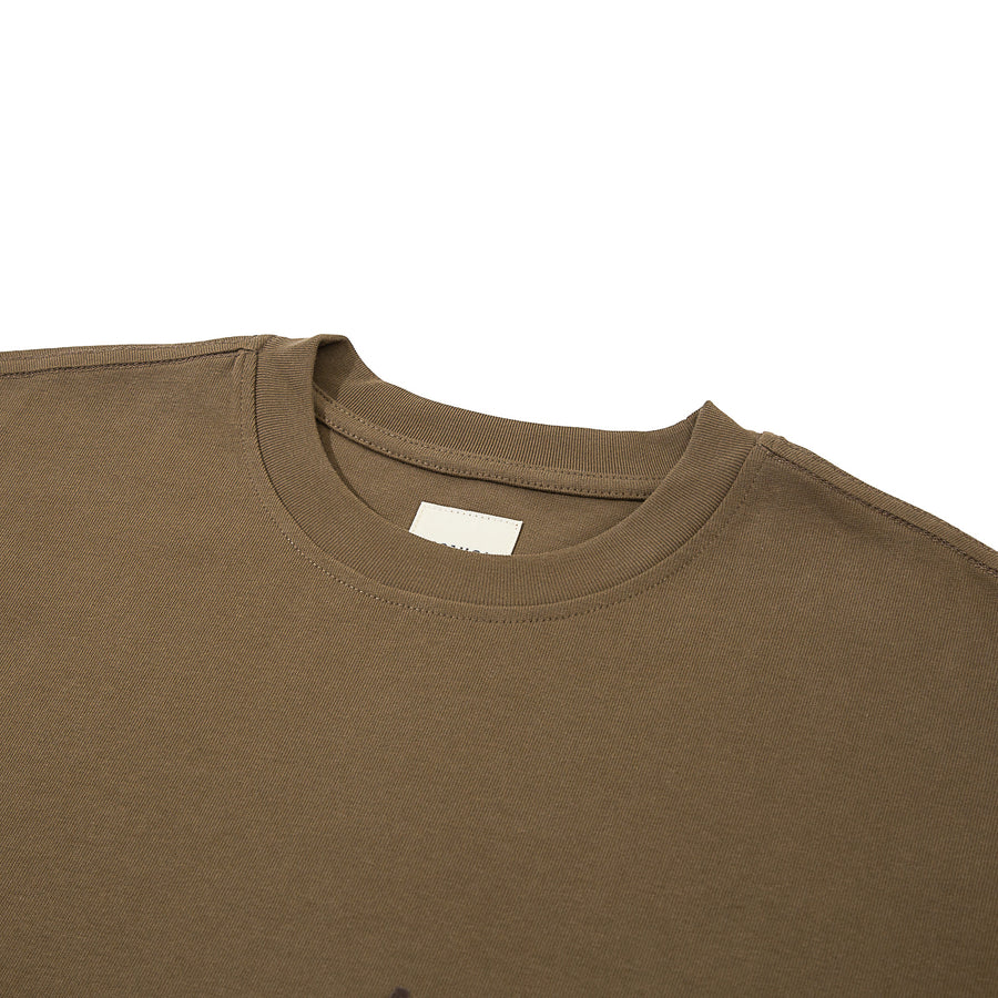 TONAL FLOCKING LOGO TEE - MOKA