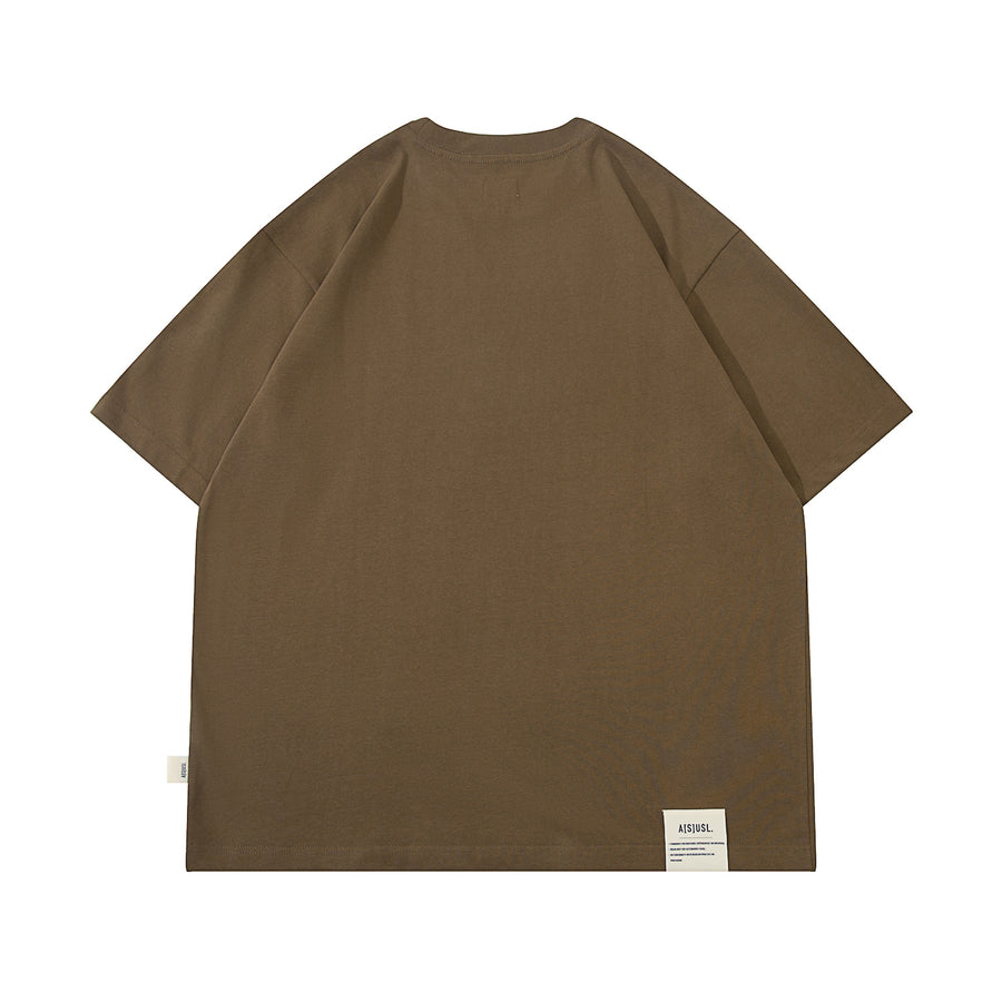 TONAL FLOCKING LOGO TEE - MOKA