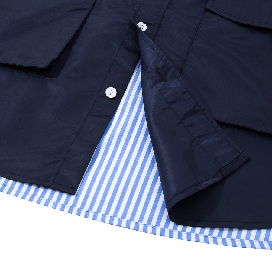 PATCHWORK FOUR POCKETS SHIRT - BLUE STRIPES