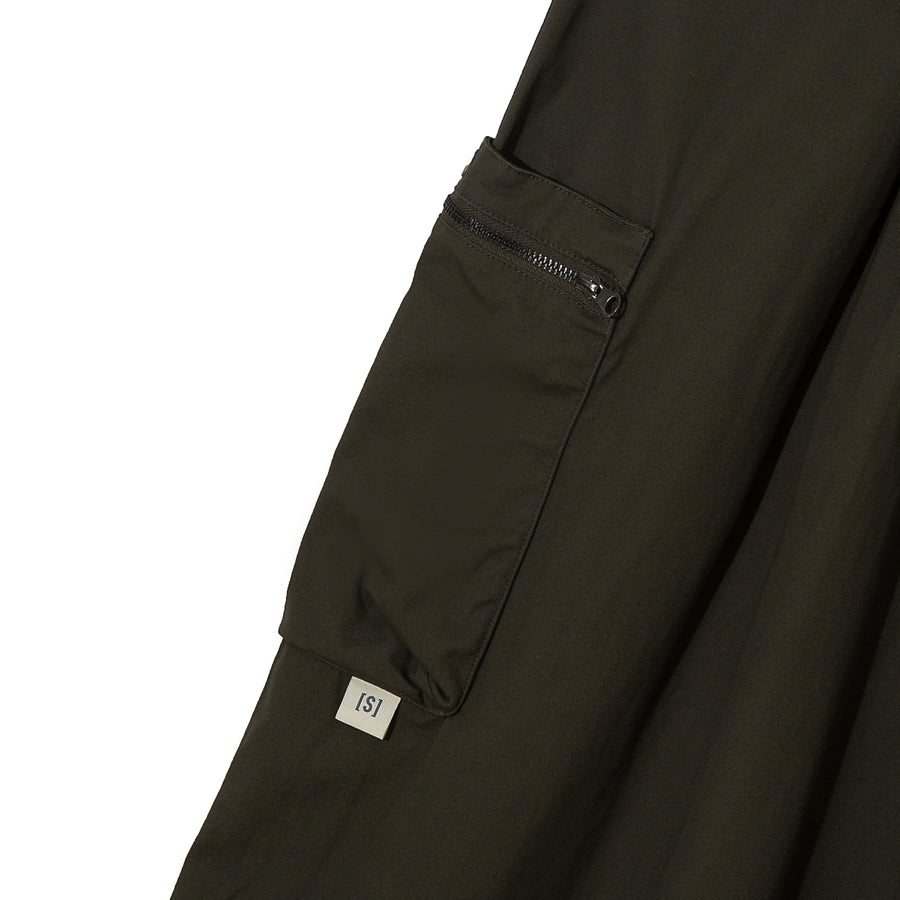 CANVAS ZIPPER POCKET WIDE PANTS - GREY