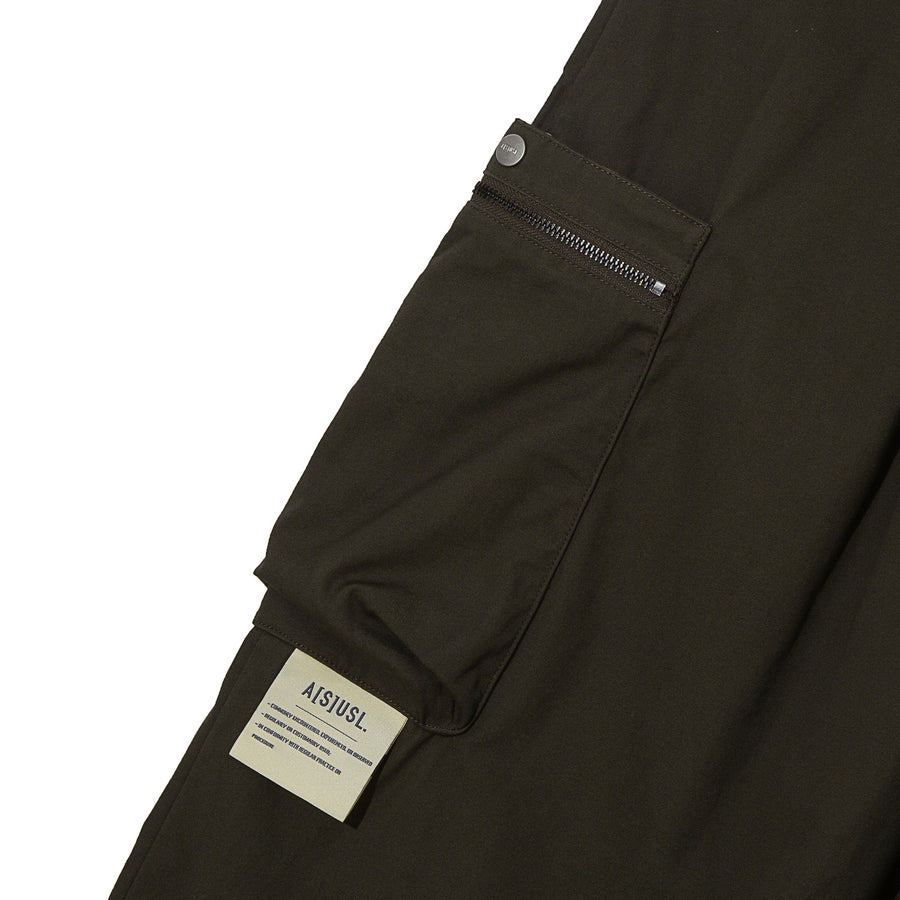 CANVAS ZIPPER POCKET WIDE PANTS - GREY