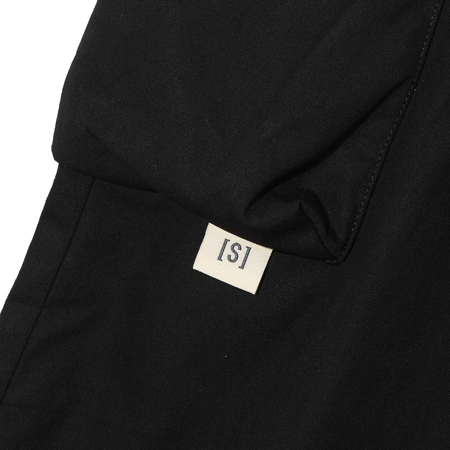 CANVAS ZIPPER POCKET WIDE PANTS - BLACK