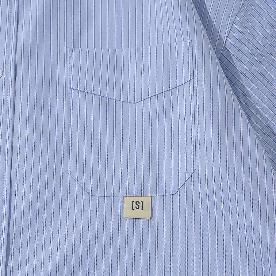 STRIPES MIX CHECKS B/D SHIRT - LT. BLUE STRIPES