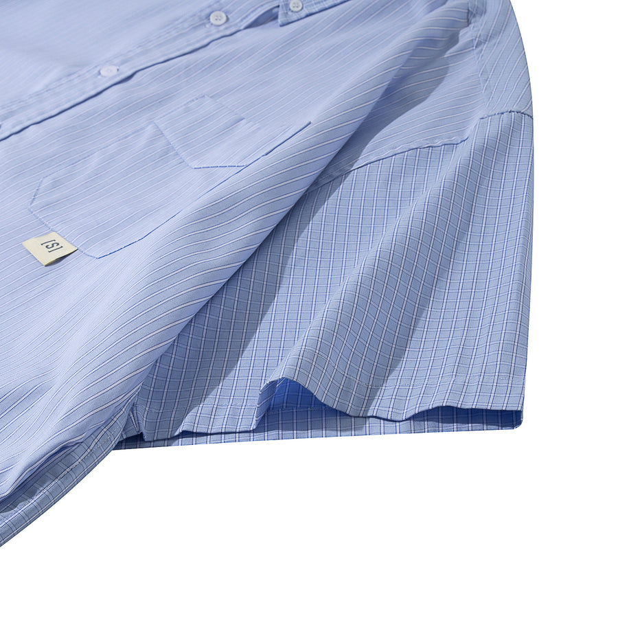 STRIPES MIX CHECKS B/D SHIRT - LT. BLUE STRIPES