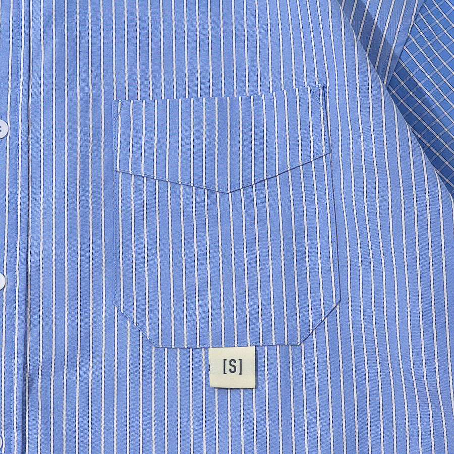 STRIPES MIX CHECKS B/D SHIRT - BLUE STRIPES