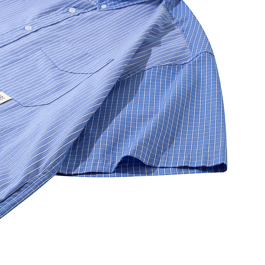 STRIPES MIX CHECKS B/D SHIRT - BLUE STRIPES