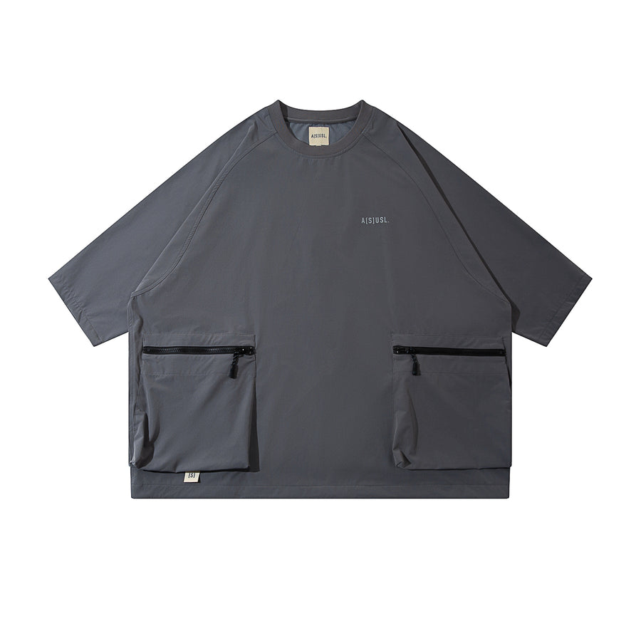 ZIPPER POCKET PERFORMANCE TEE - GREY