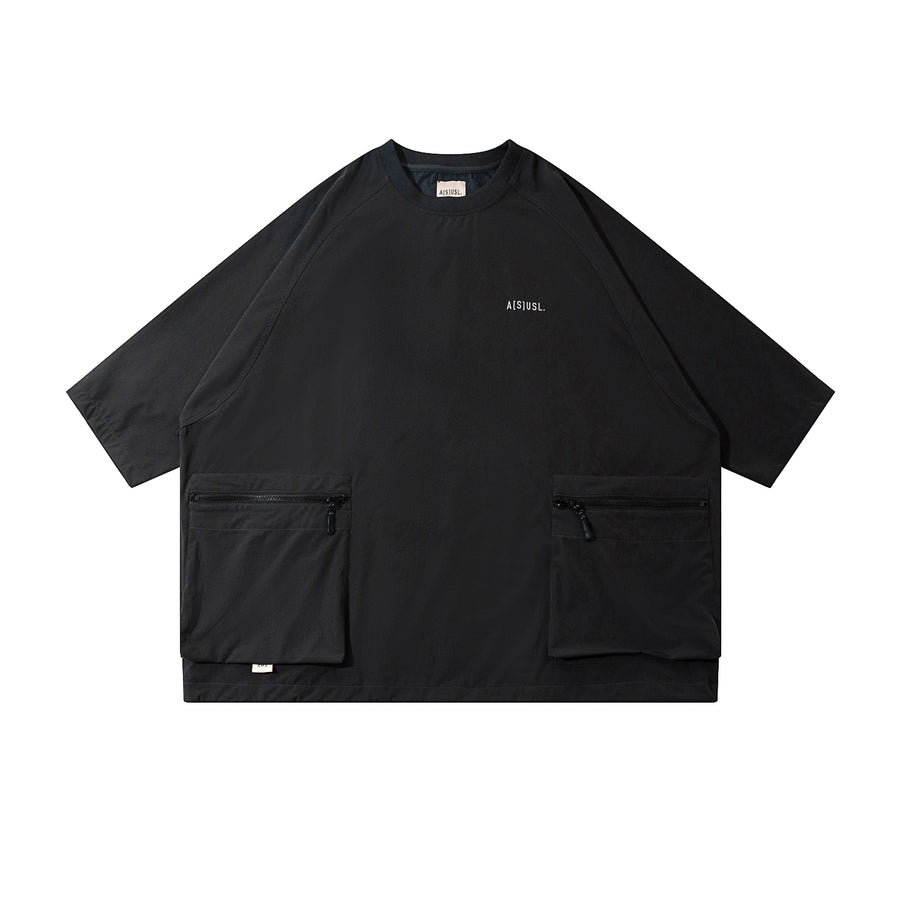 ZIPPER POCKET PERFORMANCE TEE - CHARCOAL