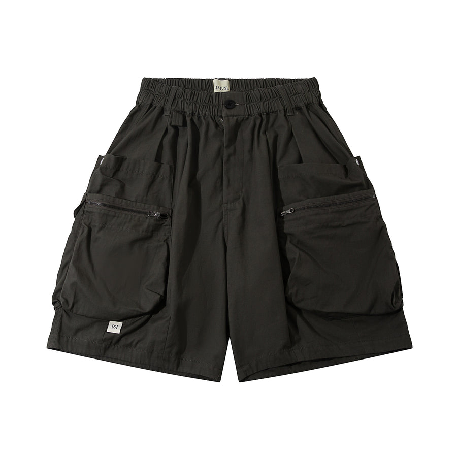 CANVAS ZIPPER POCKET BALLON SHORTS - GREY