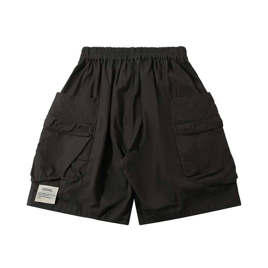 CANVAS ZIPPER POCKET BALLON SHORTS - GREY