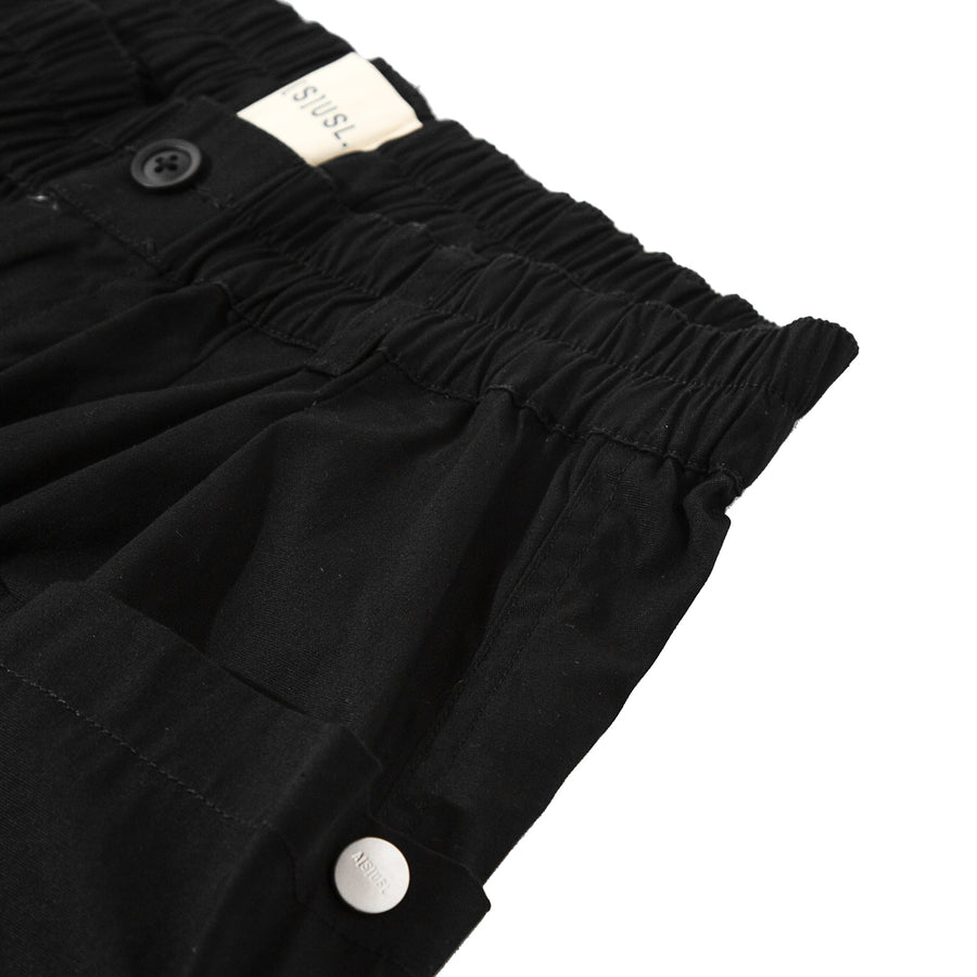 CANVAS ZIPPER POCKET BALLON SHORTS - BLACK