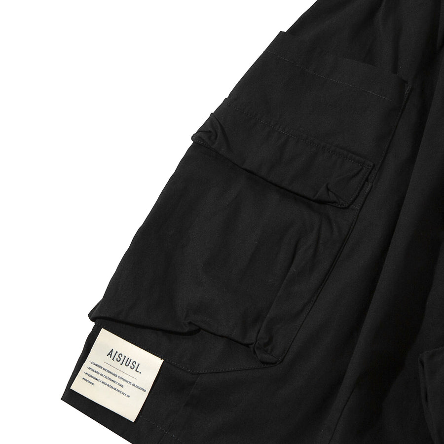 CANVAS ZIPPER POCKET BALLON SHORTS - BLACK