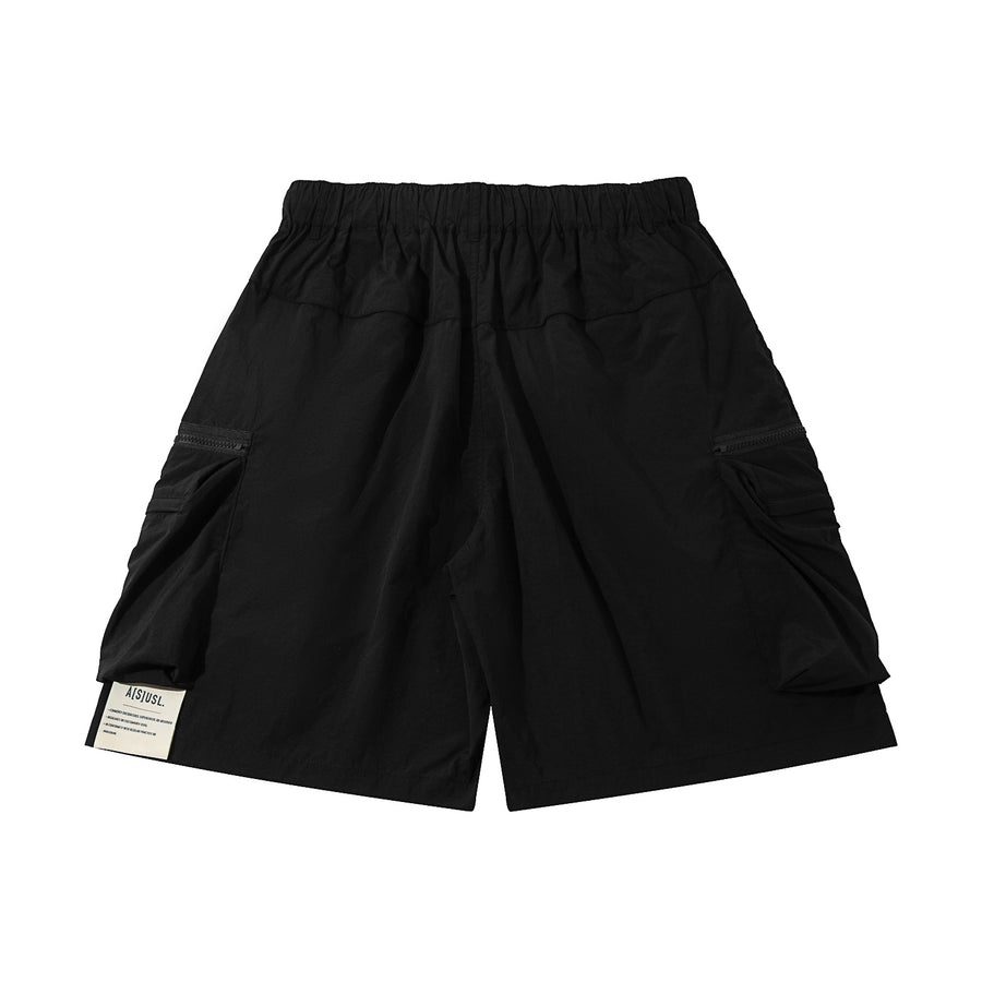 DOUBLE ZIPPER POCKET SHORTS - BLACK