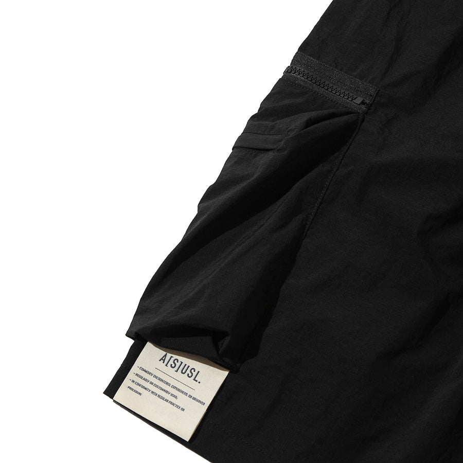 DOUBLE ZIPPER POCKET SHORTS - BLACK