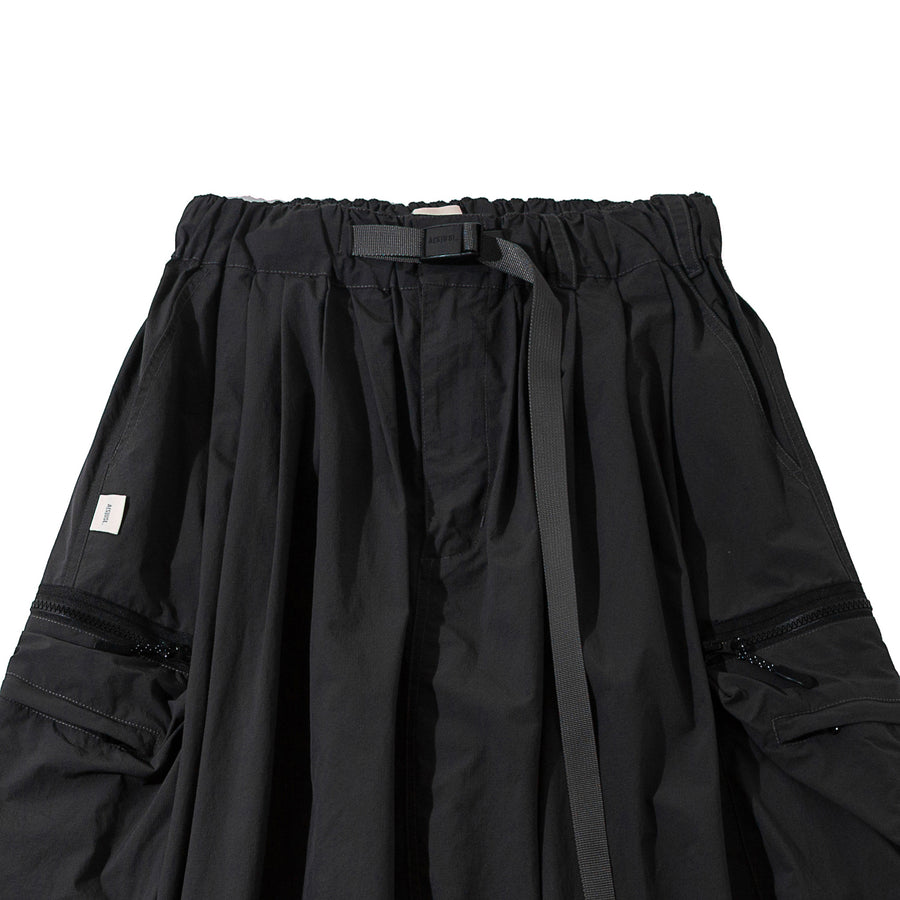 DOUBLE ZIPPER POCKET BALLON SKIRT - CHARCOAL