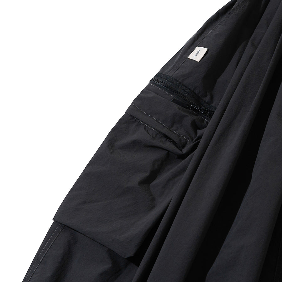 DOUBLE ZIPPER POCKET BALLON SKIRT - CHARCOAL