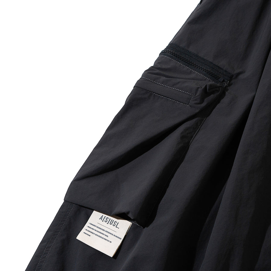 DOUBLE ZIPPER POCKET BALLON SKIRT - CHARCOAL