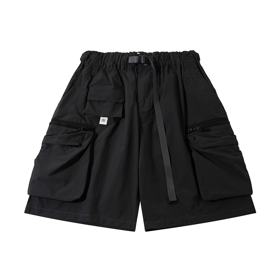 DOUBLE ZIPPER POCKET SHORTS - CHARCOAL