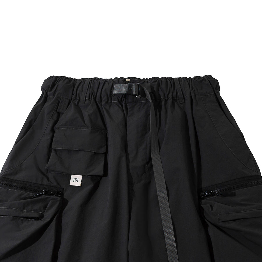 DOUBLE ZIPPER POCKET SHORTS - CHARCOAL