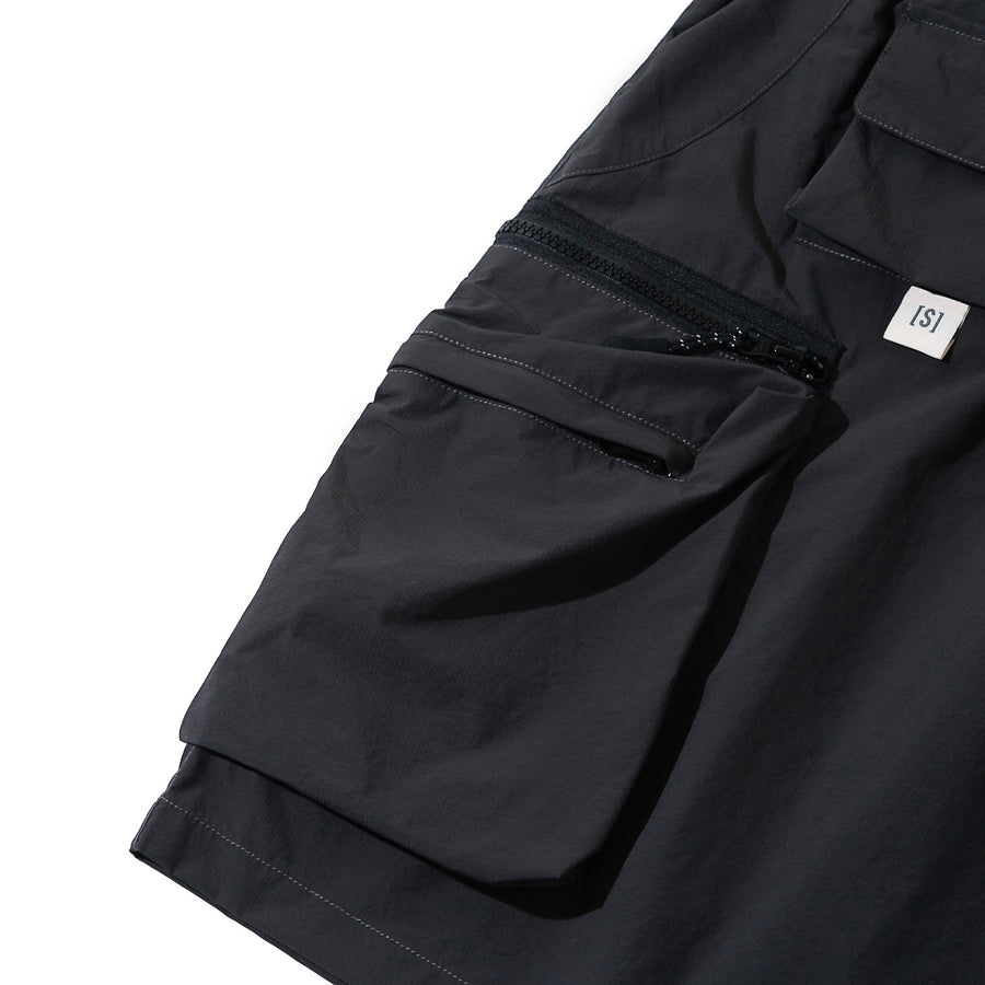 DOUBLE ZIPPER POCKET SHORTS - CHARCOAL