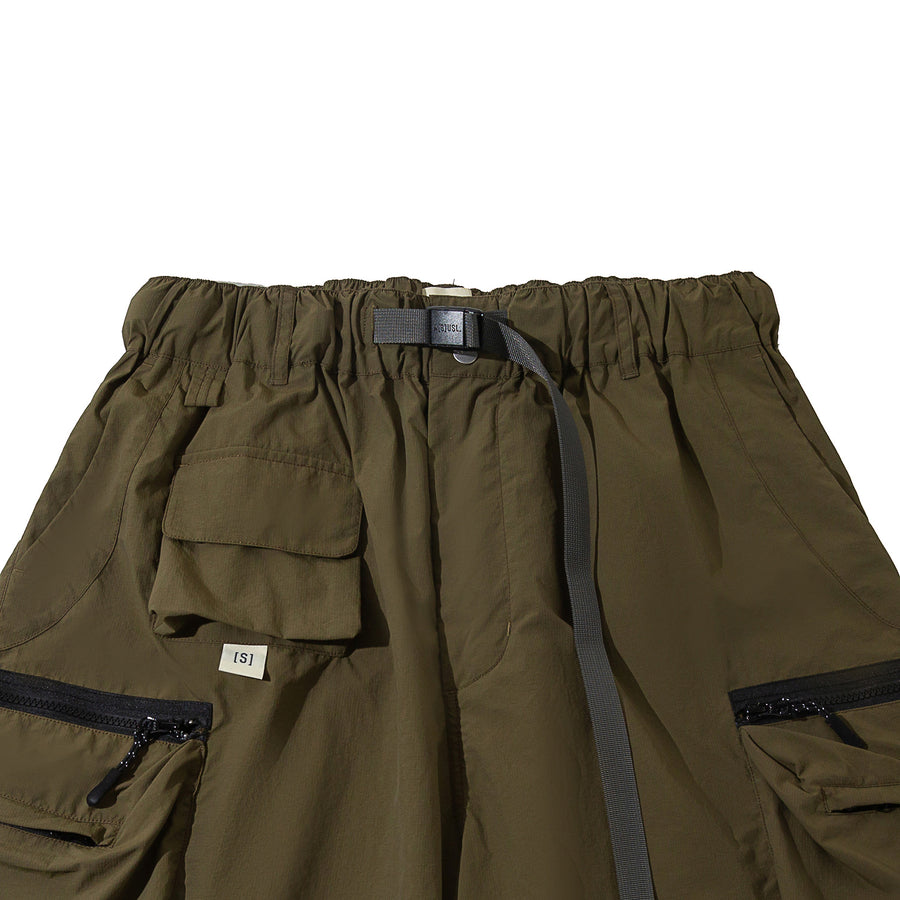 DOUBLE ZIPPER POCKET SHORTS - MOKA