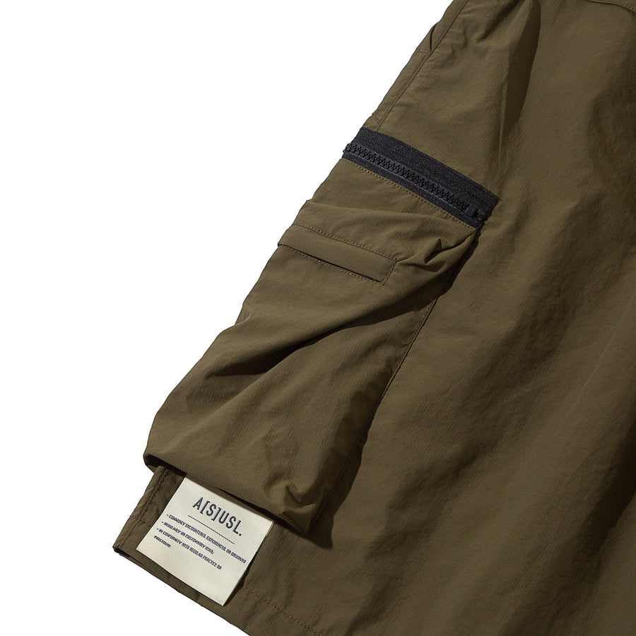 DOUBLE ZIPPER POCKET SHORTS - MOKA