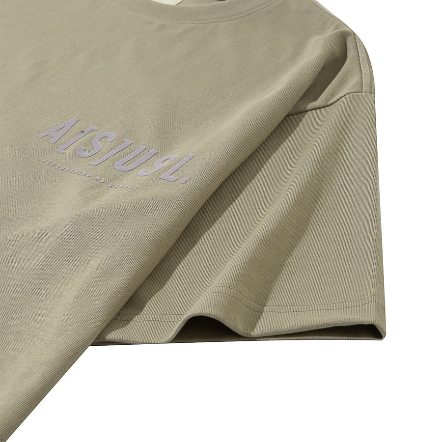 TONAL FLOCKING LOGO TEE - BEIGE