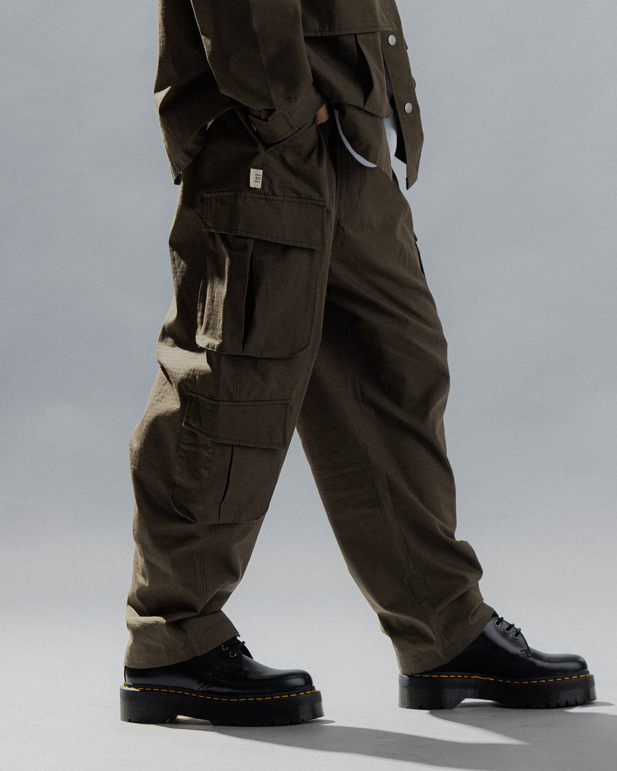 RIPSTOP FOUR POCKETS CARGO PANTS - OLIVE