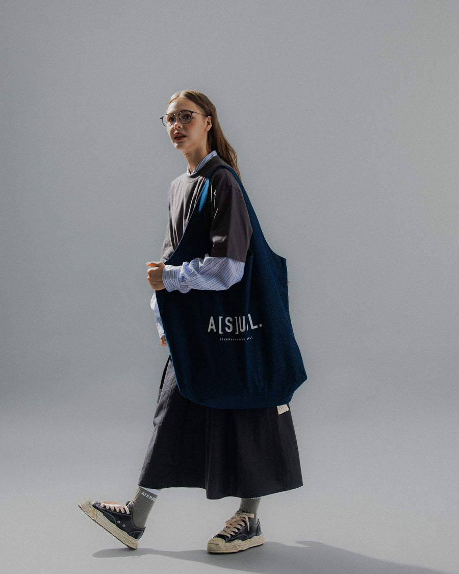 DENIM OVERSIZE TOTE BAG - DENIM BLUE