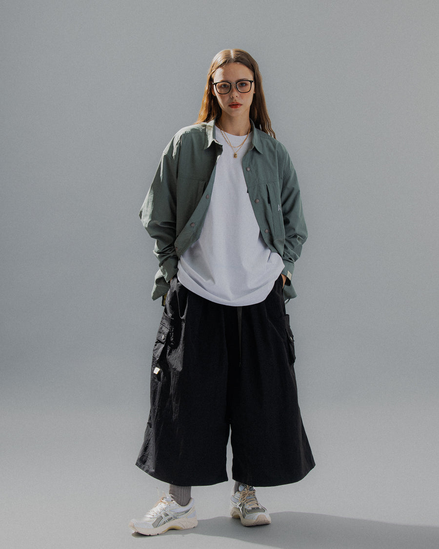 SIDE POCKET WIDE PANTS - GREY