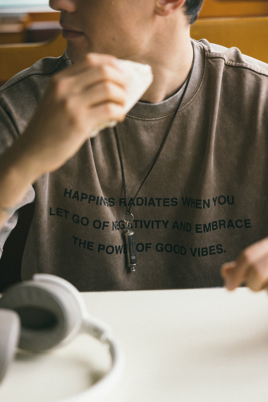 SNOW WASH GOOD VIBES TEE - BLACK