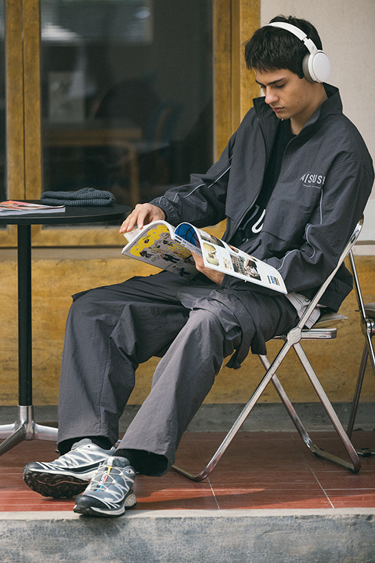 REFLECTIVE LOGO TRACK JACKET - CHARCOAL
