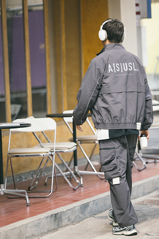 REFLECTIVE LOGO TRACK JACKET - CHARCOAL