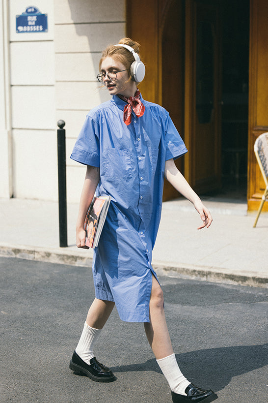 POCKET SHIRT DRESS - BLUE