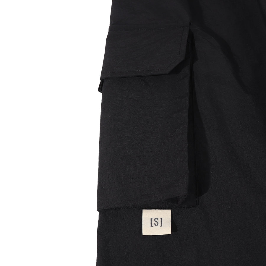 NYLON POCKETS FLARE SKIRT - BLACK