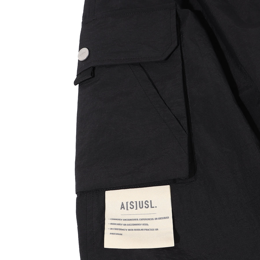 NYLON POCKETS FLARE SKIRT - BLACK