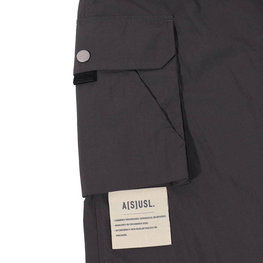 NYLON POCKETS FLARE SKIRT - CHARCOAL
