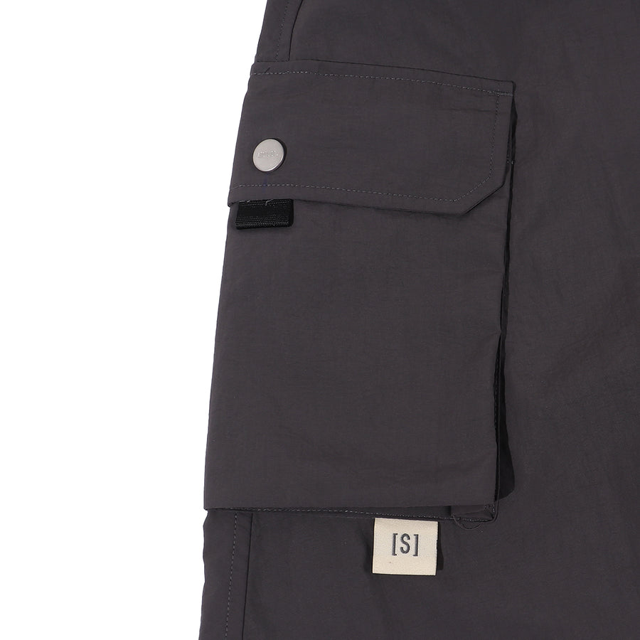 NYLON POCKETS FLARE SKIRT - CHARCOAL