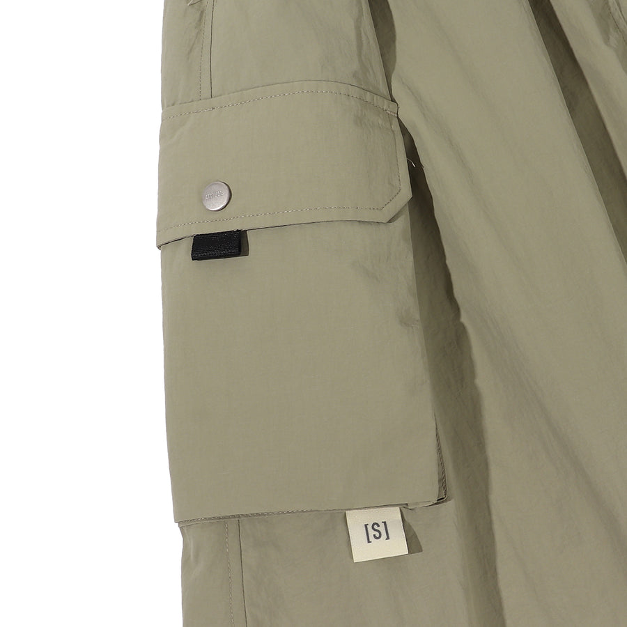 NYLON POCKETS FLARE SKIRT - LIGHT KHAKI