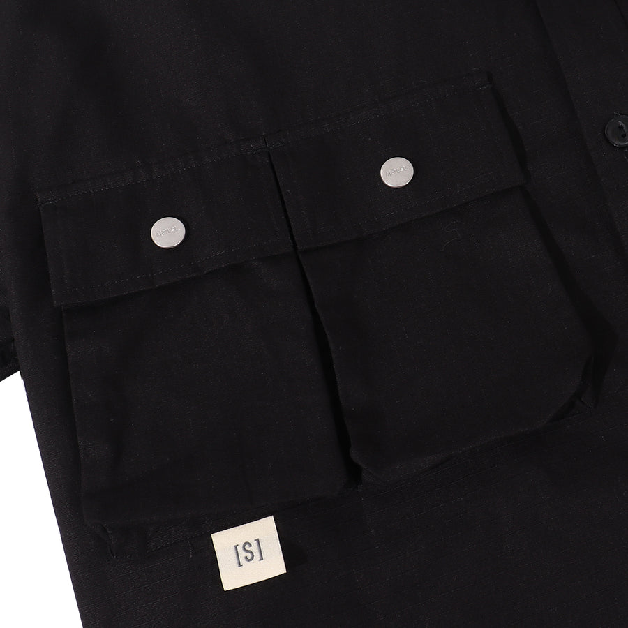 MULTI POCKET RIBSTOP SHIRT - BLACK