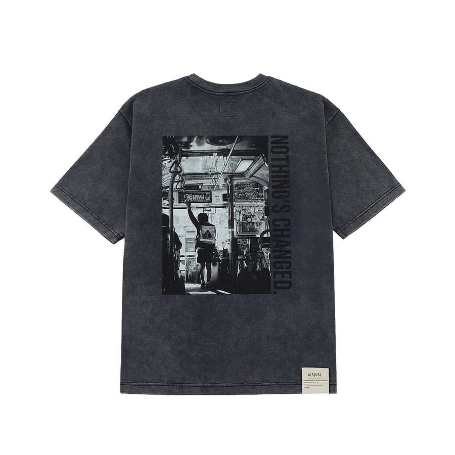 SNOW WASH PHOTO PRINT TEE - NAVY